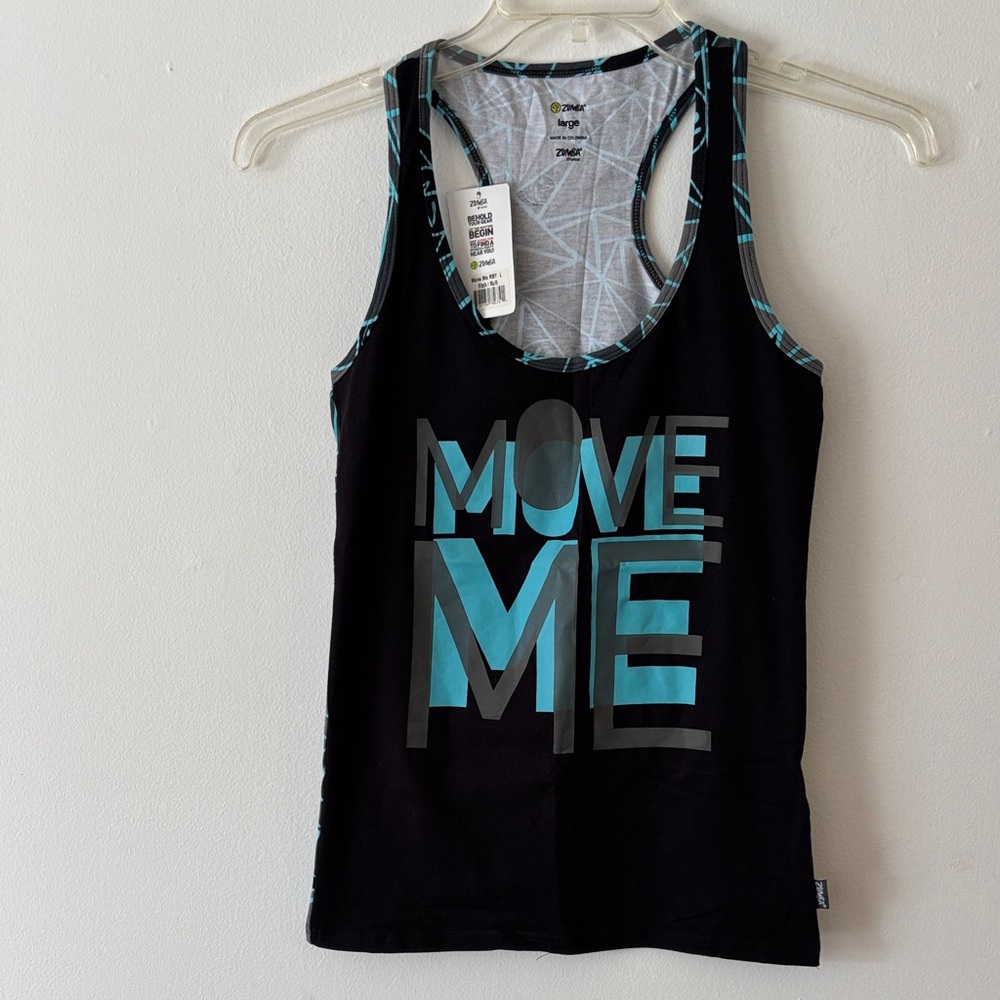 Zumba Black and Blue Move Me Racerback Athletic Tank Top New with tags large